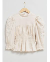 & Other Stories - Puff Sleeve Peplum Blouse - Lyst