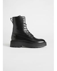 & Other Stories Chunky Platform Leather Boots - Black