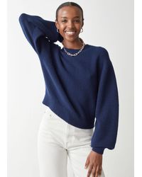 Long Relaxed Cotton Sweater in Grey 