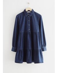 & Other Stories - Tiered Denim Mini Dress - Lyst