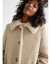 & Other Stories Faux Shearling Coat - Natural