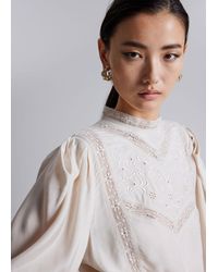 & Other Stories - Embroidered Puff-sleeve Blouse - Lyst