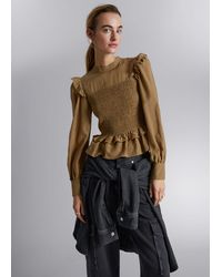 & Other Stories - Smocked Frill Blouse - Lyst