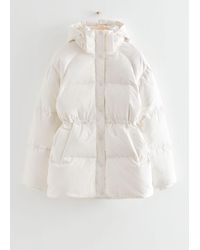 & Other Stories Oversized Hooded Down Puffer Jacket - White