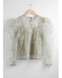 & Other Stories - Sheer Embroidered Organza Blouse - Lyst