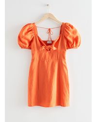 & Other Stories - Bow Detail Linen Mini Dress - Lyst