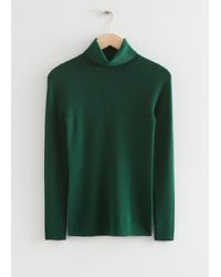 & Other Stories Fitted Merino Knit Turtleneck - Green