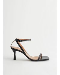 & Other Stories Strappy Leather Heeled Sandal - Black