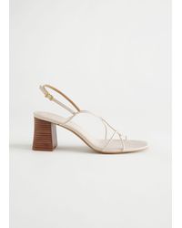 & Other Stories Strappy Leather Heeled Sandal - White