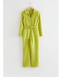 & Other Stories Belted Corduroy Jumpsuit in Green | Lyst