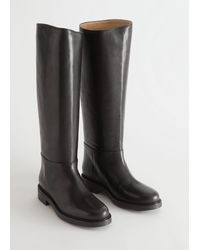 & Other Stories Leather Riding Boots - Black