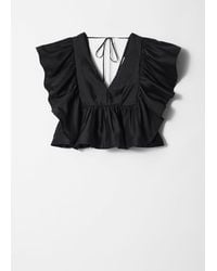 & Other Stories - Ruffle V-Neck Blouse - Lyst