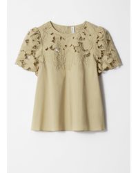 & Other Stories - Short-Sleeve Floral-Embroidery Blouse - Lyst