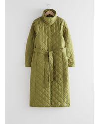 & Other Stories Belted Quilted Coat - Green