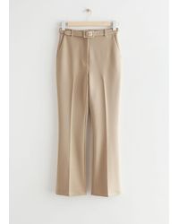 & Other Stories Belted Stretch Kick Flare Pants - Natural
