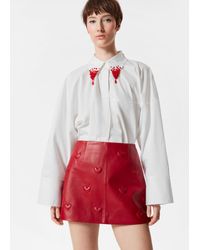 & Other Stories - Heart-Embossed Leather Mini Skirt - Lyst