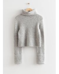 & Other Stories Fold-up Cuff Turtleneck Sweater - Gray