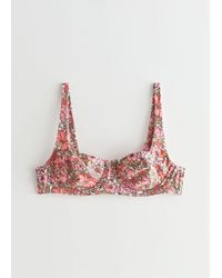 & Other Stories Printed Underwire Bikini Top - Pink