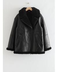 & Other Stories - Oversized Leather Shearling Jacket - Lyst