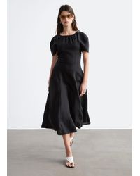 knee length dresses for ladies The Linen Belted Midi Dress