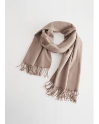 & Other Stories Fringed Wool Blanket Scarf - Natural