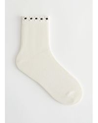 & Other Stories Floral Appliqué Socks - White