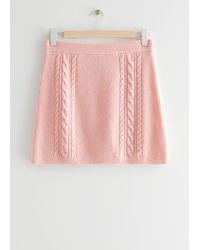 & Other Stories Cable Knit Mini Skirt - Pink