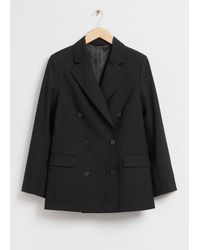 & Other Stories - Relaxed Double-breasted Wool Blazer - Lyst