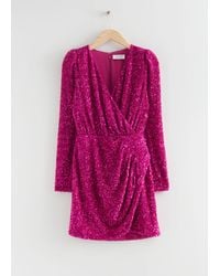 & Other Stories - Sequin Wrap Mini Dress - Lyst