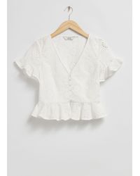 & Other Stories - Broderie Anglaise Frilled Blouse - Lyst