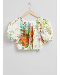 & Other Stories - Cropped Puff Sleeve Tie-back Top - Lyst
