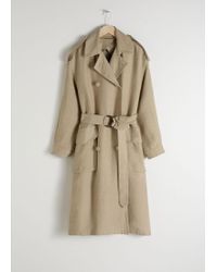 & Other Stories Belted Linen Blend Trench Coat - Natural