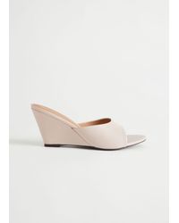 & Other Stories Leather Wedge Sandals - White