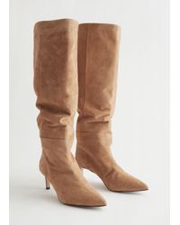 & Other Stories Knee High Leather Boots - Natural