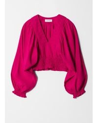 & Other Stories - Smocked Puff-Sleeve Blouse - Lyst