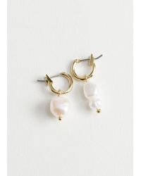 & Other Stories Pearl Pendant Drop Earrings - White