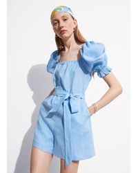 & Other Stories - Square Neck Puff Sleeve Playsuit - Lyst