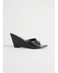 & Other Stories Leather Wedge Sandals - Black
