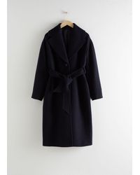 & Other Stories Oversized Belted Wool Coat - Blue