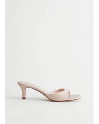 & Other Stories Heeled Leather Mule Sandal - White