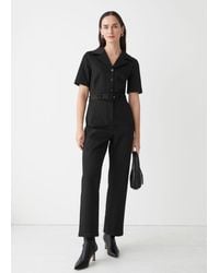 & Other Stories Relaxed Belted Jumpsuit - Black