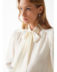 & Other Stories Frilled Silk Blouse in White | Lyst