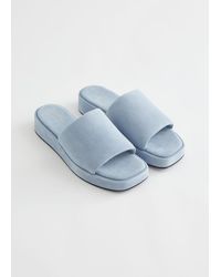 & Other Stories Leather Platform Sandals - Blue