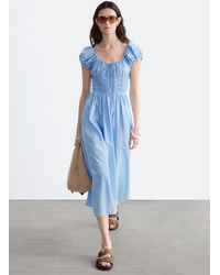 & Other Stories - Cotton Smocked Midi Dress - Lyst