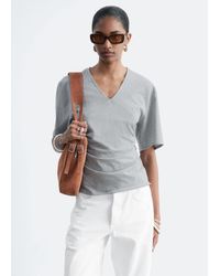 & Other Stories - Gathered V-Neck T-Shirt - Lyst