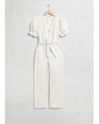 & Other Stories - Puff Sleeve V-neck Jumpsuit - Lyst