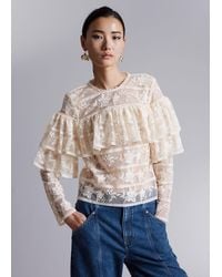 & Other Stories - Ruffle-trimmed Lace Blouse - Lyst