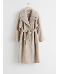 & Other Stories Oversized Belted Wool Coat - White