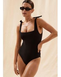 & Other Stories Textured Bow Tie Swimsuit - Black
