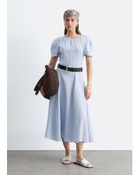 & Other Stories Belted Linen Midi Dress in Blue | Lyst UK